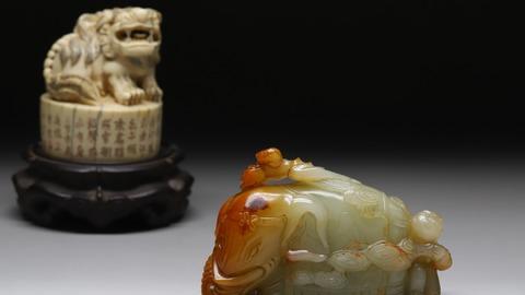 和田玉籽料|回流 舊藏和田玉籽料“枣红皮 童子洗象”