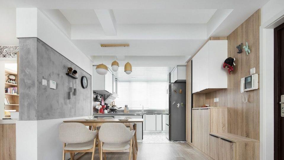 12万装122㎡三居北欧风，水泥背景墙个性十足，闺蜜都夸好洋气！