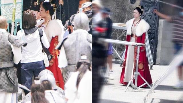 杨紫|《长相思》夭璟新造型路透，杨紫的红衣王姬好美，盘发毛领没刘海