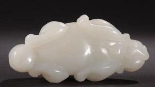 |旧藏-和田玉双兽招财雕件