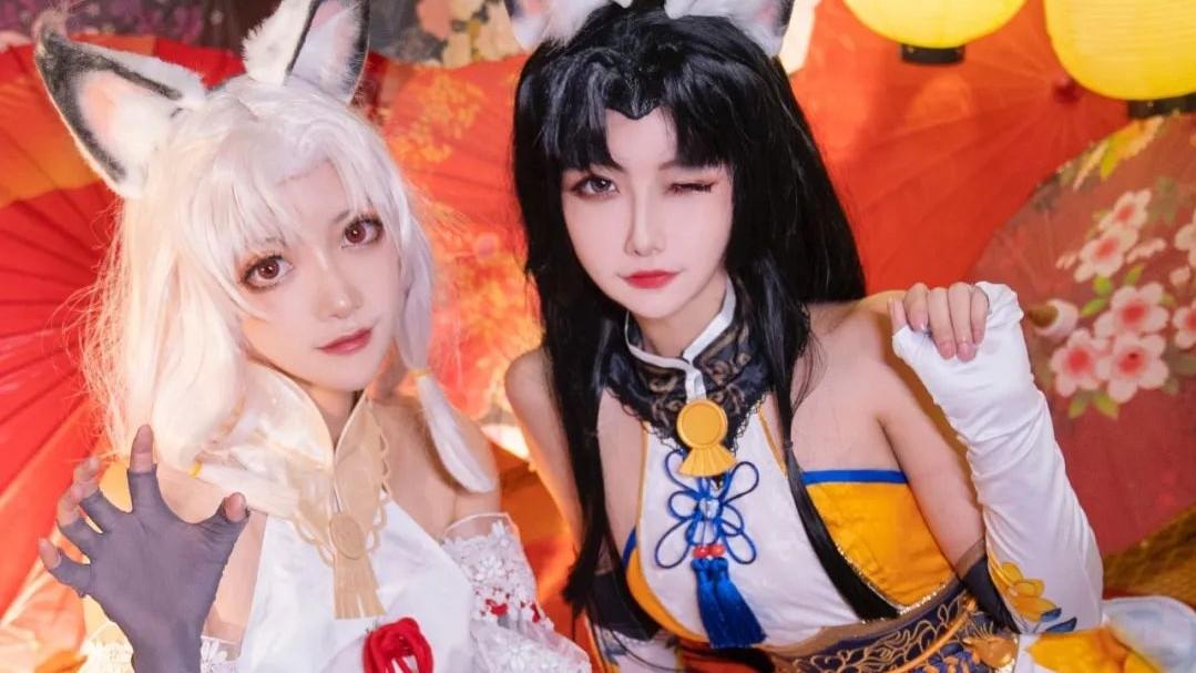 |cos：永劫无间黑白胡桃cos正片，双份快乐