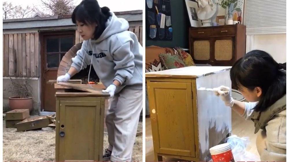 姑娘废物利用：将废旧木托盘和木桌，改成“卧室套装”，变废为宝