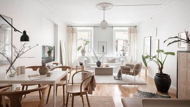 一人住一室不规则户型的家，白色和米色搭配，可以假装在家度假了