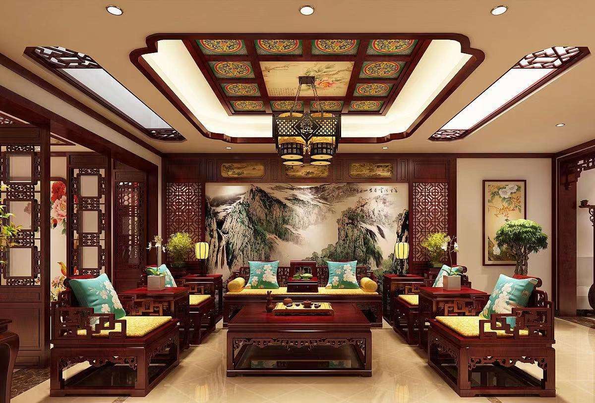 中式别墅红木装修，东方古典打造出洒脱人文空间