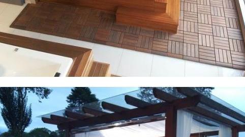 不管是院子还是露台，装个廊架式的泳池，休闲、游泳，蛮享受的