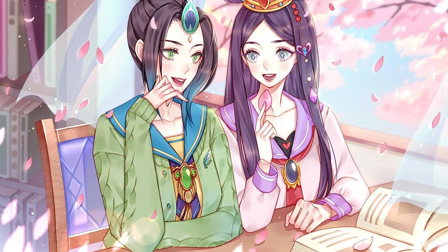 叶罗丽|叶罗丽漫画版人物，孔雀和罗丽成了同桌，思思和王默穿汉服逛街