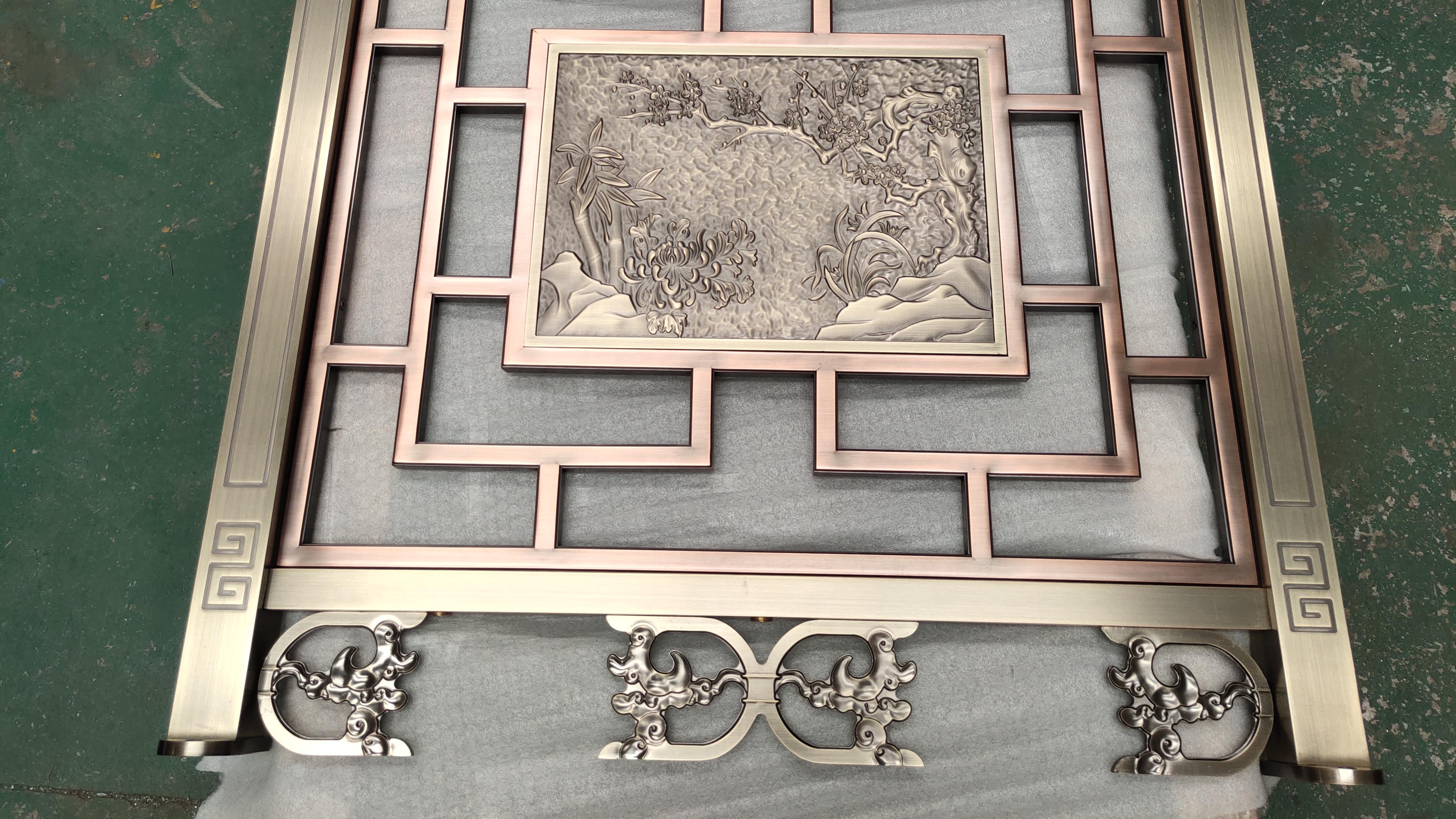 铜栏杆 铜管焊接铜板雕花楼梯护栏红木扶手制作