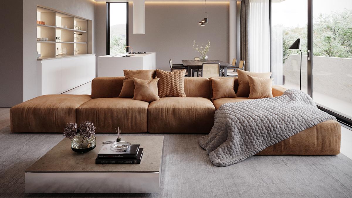 空间有限的小户型，可以从沙发入手，休闲椅搭配单人沙发堪称绝配