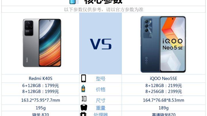 红米手机|红米K40S和iQOONEO5SE价格差不多，买哪款好？