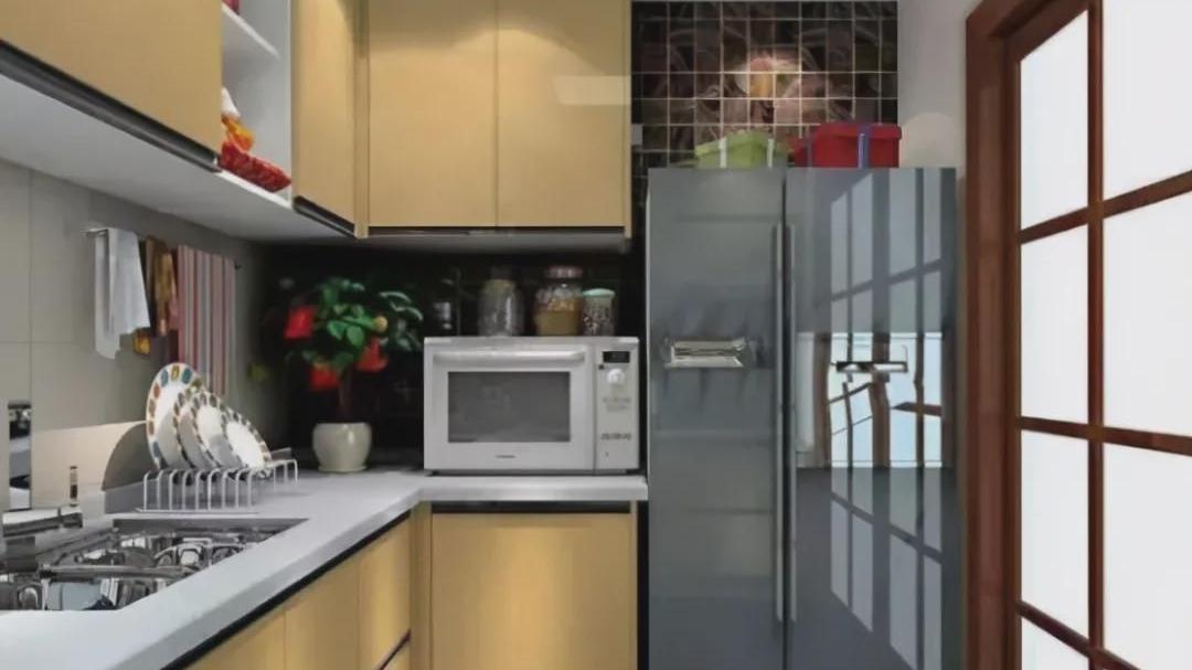 小户型厨房冰箱这样放最明智，漂亮又实用，别傻傻放餐厅了