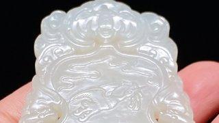 和田玉籽料|清中期 和田玉籽料 白玉 海屋添筹 福禄寿 玉牌 挂件