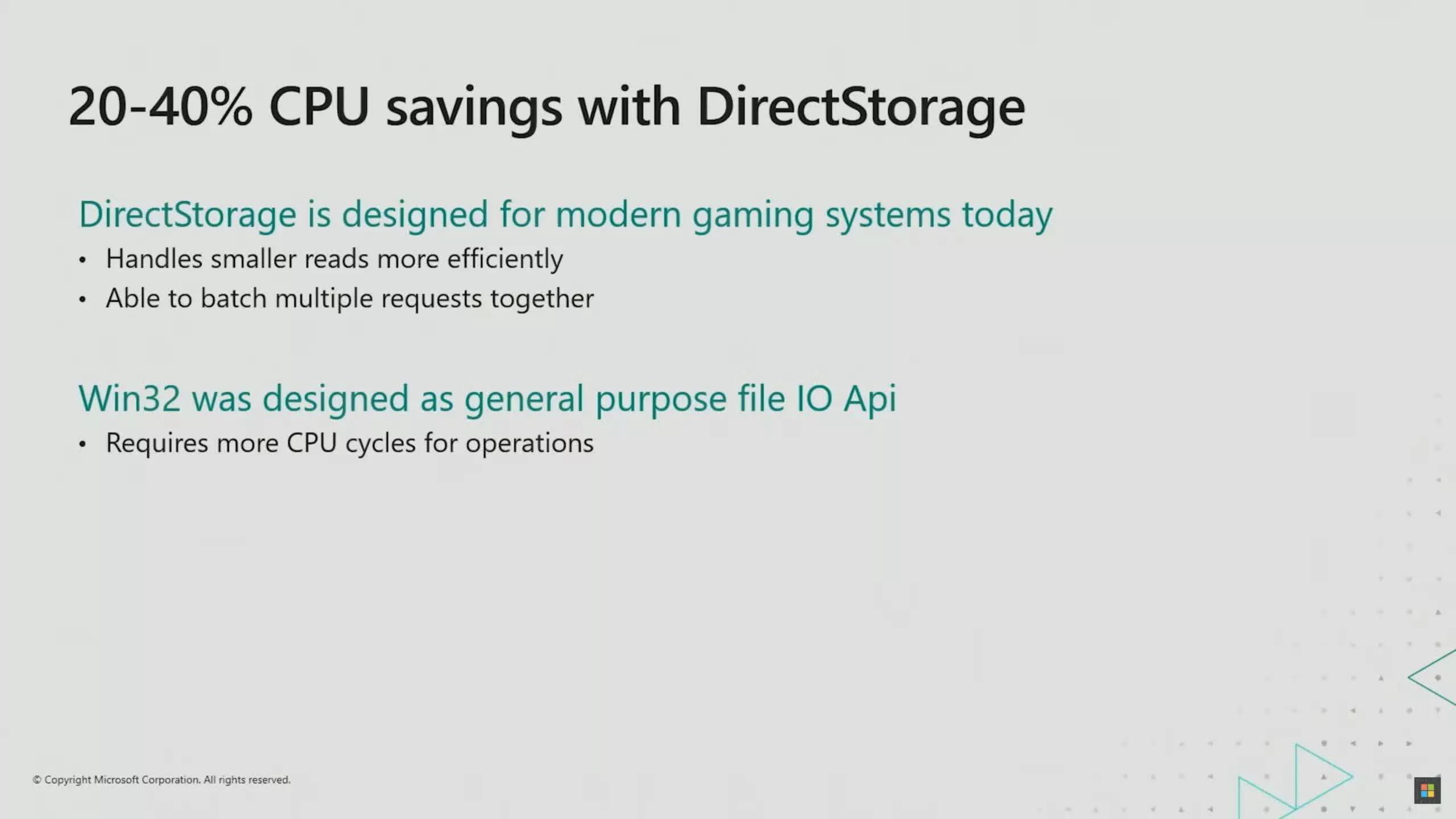 CPU|微软说DirectStorage存储可以将 CPU 使用率降低 40%