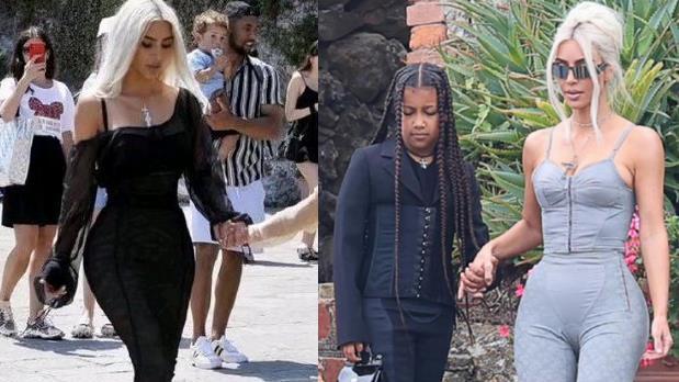 金·卡戴珊|金卡戴珊近照，穿保守紧身衣，依然美艳！男友染同款白发秀恩爱