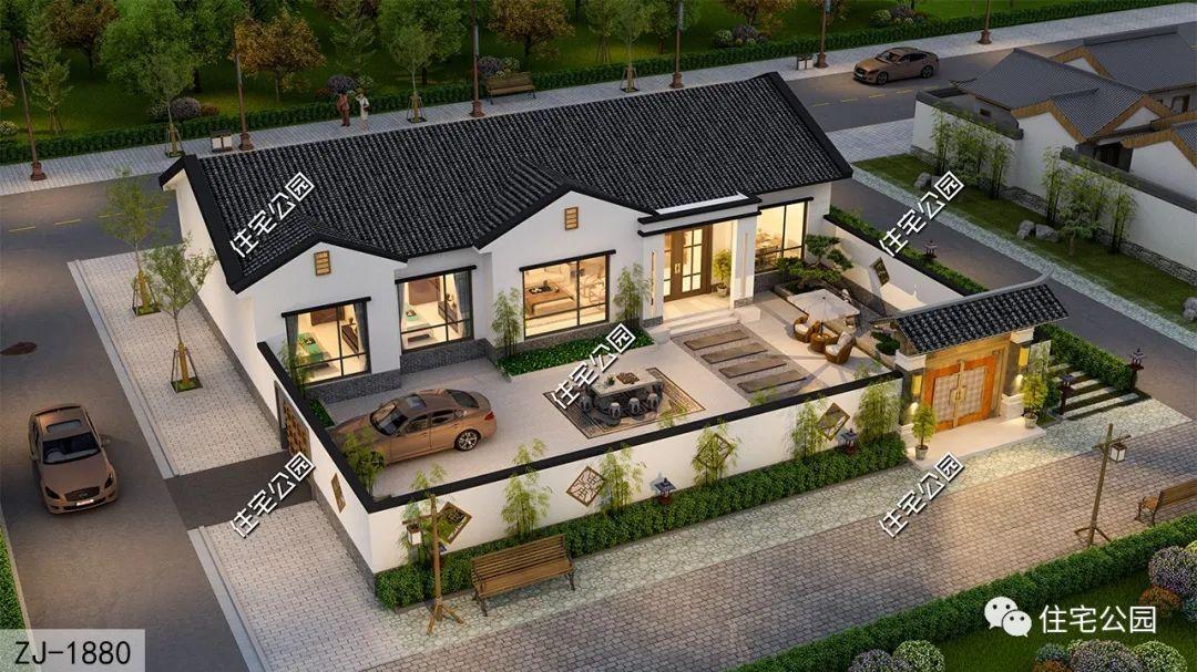 20×9米合理布局的一层中式别墅，拥有超大庭院才是经典