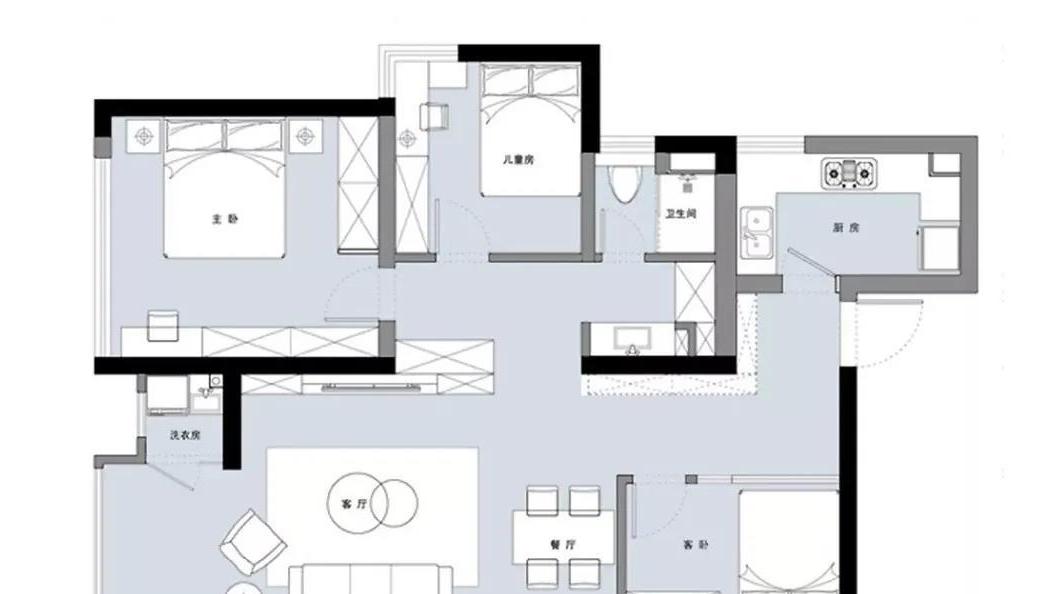 124㎡简美三居完工，公摊足足30㎡，上齐软装真温馨！