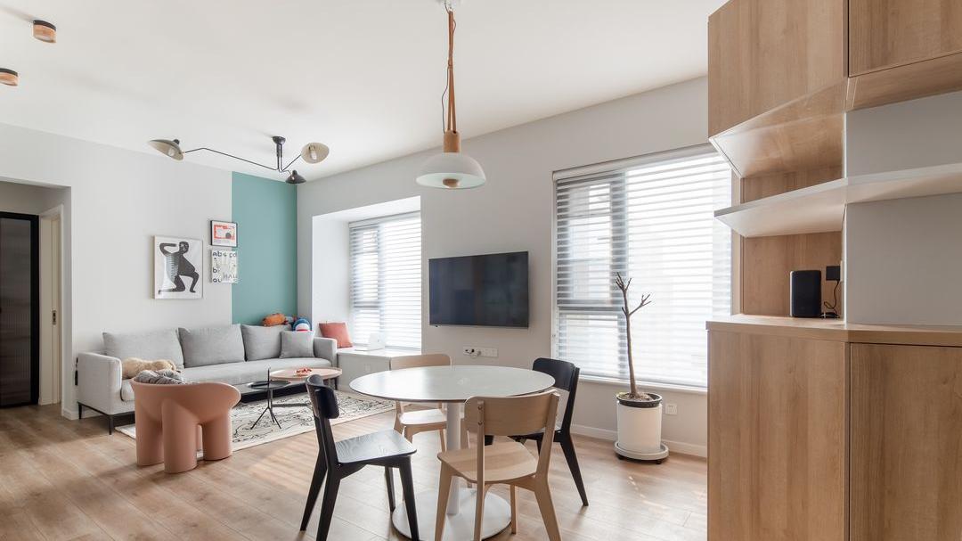 94平三居室的华丽变身，享受超大一体式客餐厅，还有弹性儿童房