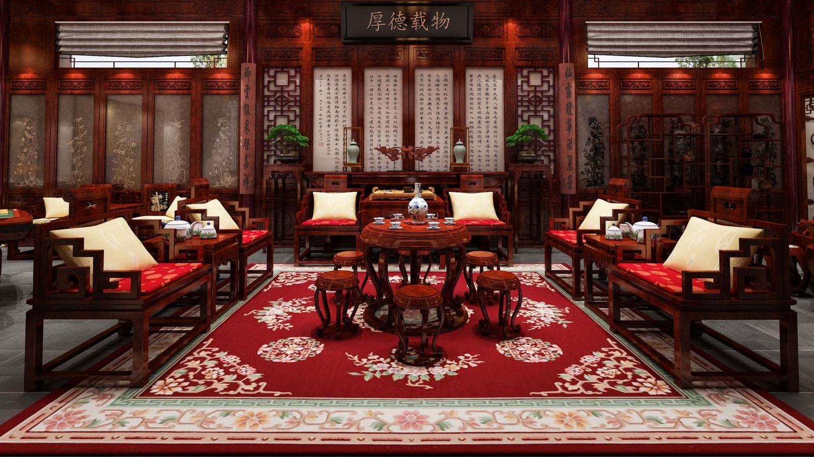 中式别墅红木装修，再现传统红木文化神韵