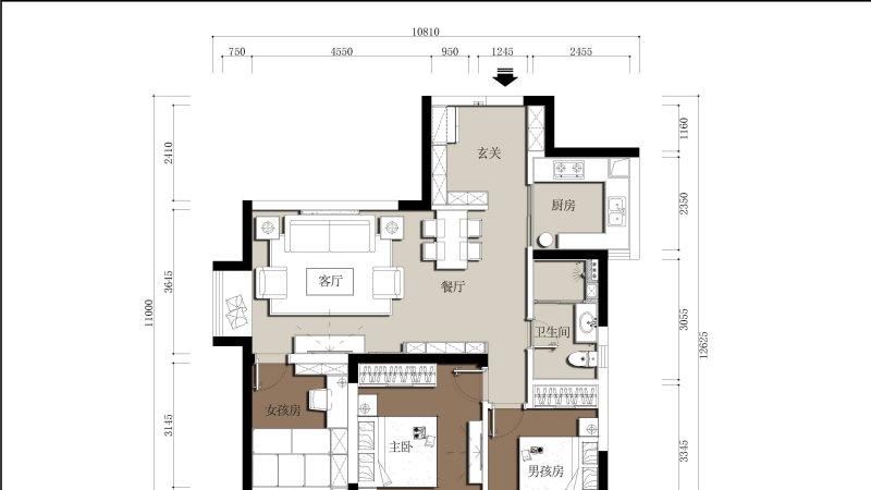 126平米美式风格三居室，预算13万，点击看效果图！-英伦壹品装修