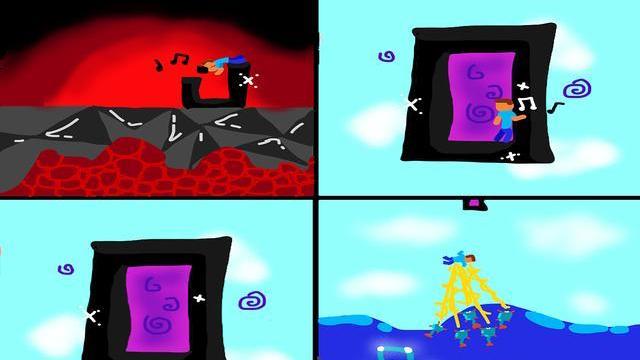 老玩家|我的世界：关于mc的漫画，为何在基岩上搭建传送门，老玩家秒懂！