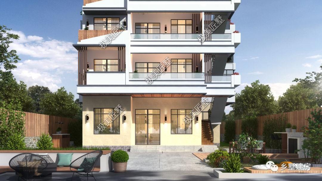 占地尺寸12X10米，三层现代风别墅，简单大气