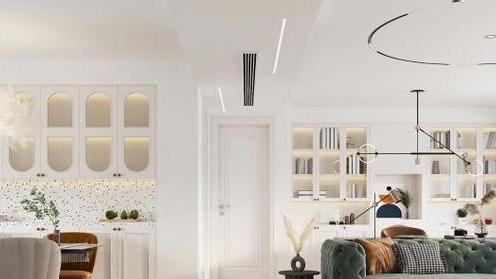 140㎡精装房，大横厅不拆不改，沙发放中间，半客厅半书房是亮点！