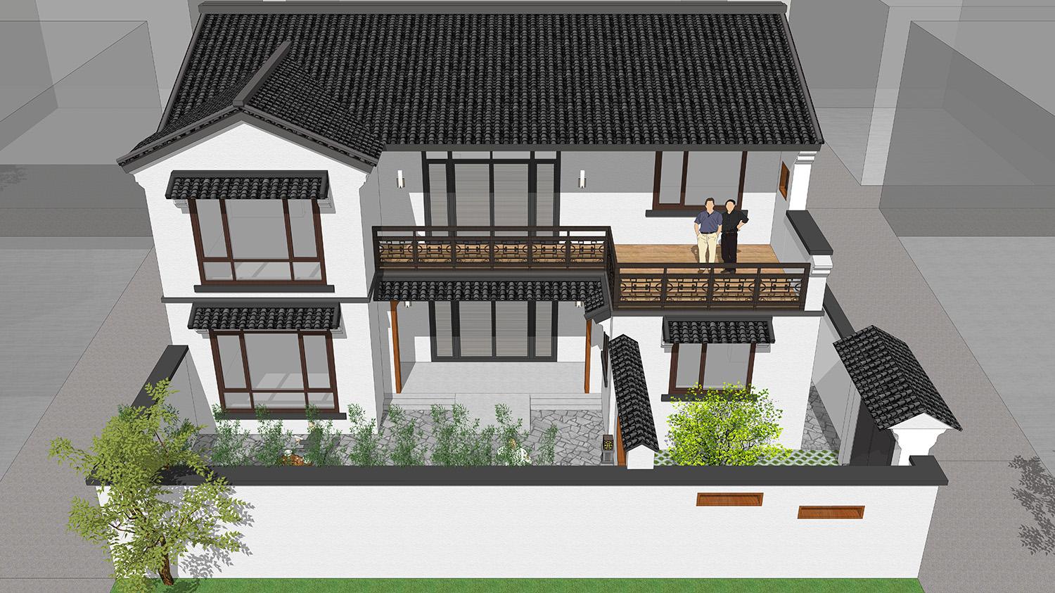 北京房山土建造价参考45万 北京房山二层新中式风格别墅