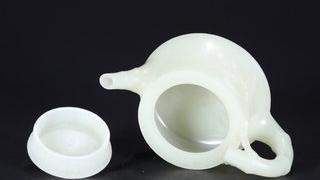 玉雕|和田玉雕竹节茶壶