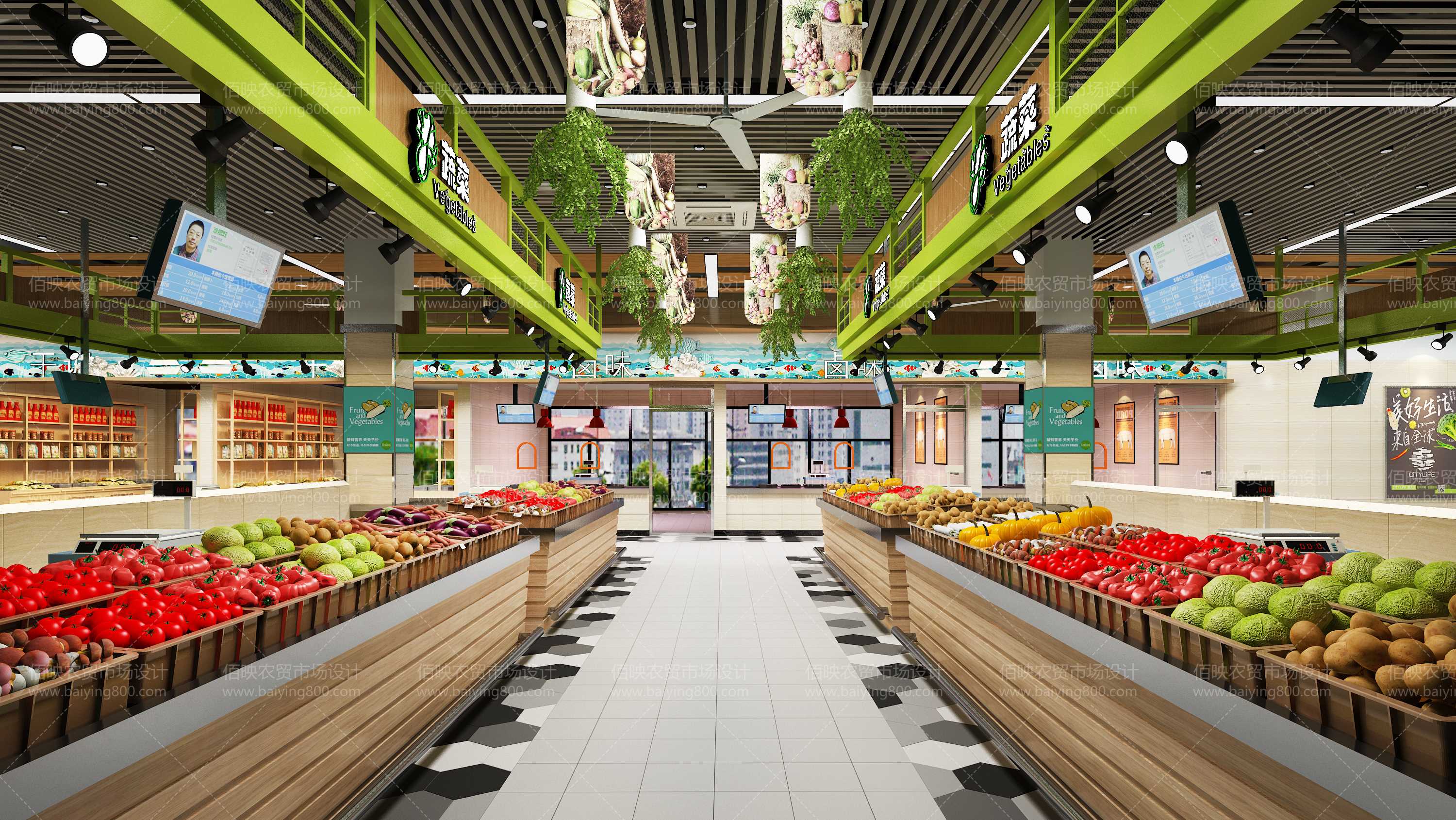 佰映设计案例-农贸市场设计效果图分享