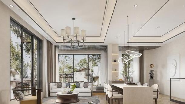 130+顶楼54的顶复式，没有红木与雕花的新中式，依然美到骨子里