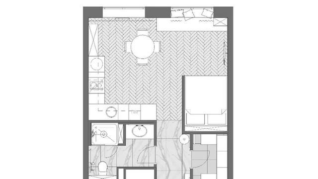 31㎡小户型住宅灵感，两个大窗户还有衣帽间，紧凑明亮惹人羡慕