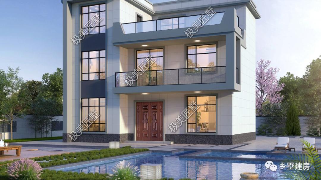 三层平屋顶别墅，简单大气又精致，喜欢就快快收藏