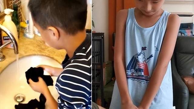 管彤|央视管彤晒儿子近照！9岁儿子靠墙站身姿挺拔，太瘦衣服空荡荡