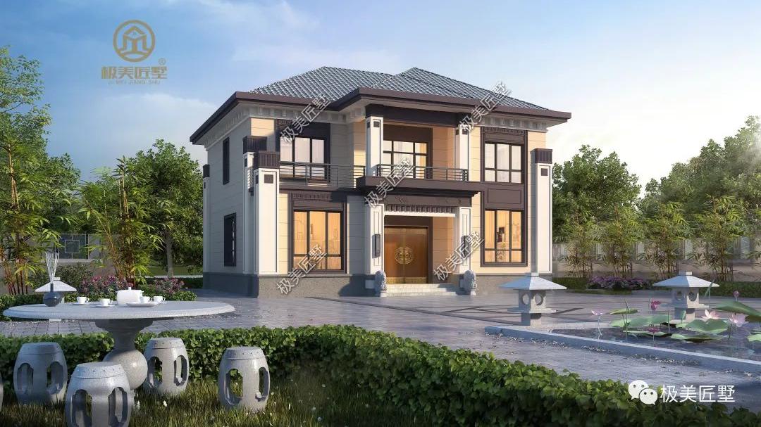 二层别墅如何设计，新中式风格就很不错，稳重实用接地气！