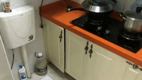 这个装修还真够节约空间，但是厨房和洗手间放在一起，总感觉怪怪的