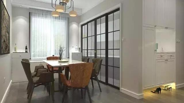 81平现代风在白咖灰中加入少许亮色点缀，效果居然还不错