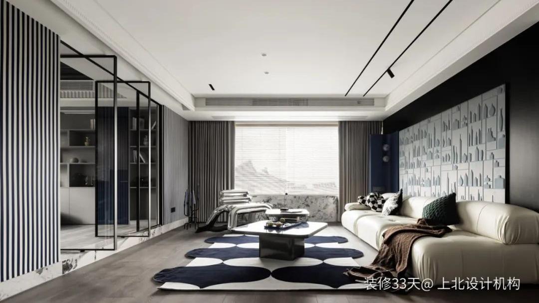 装修设计：180平现代高级质感混搭二孩之家