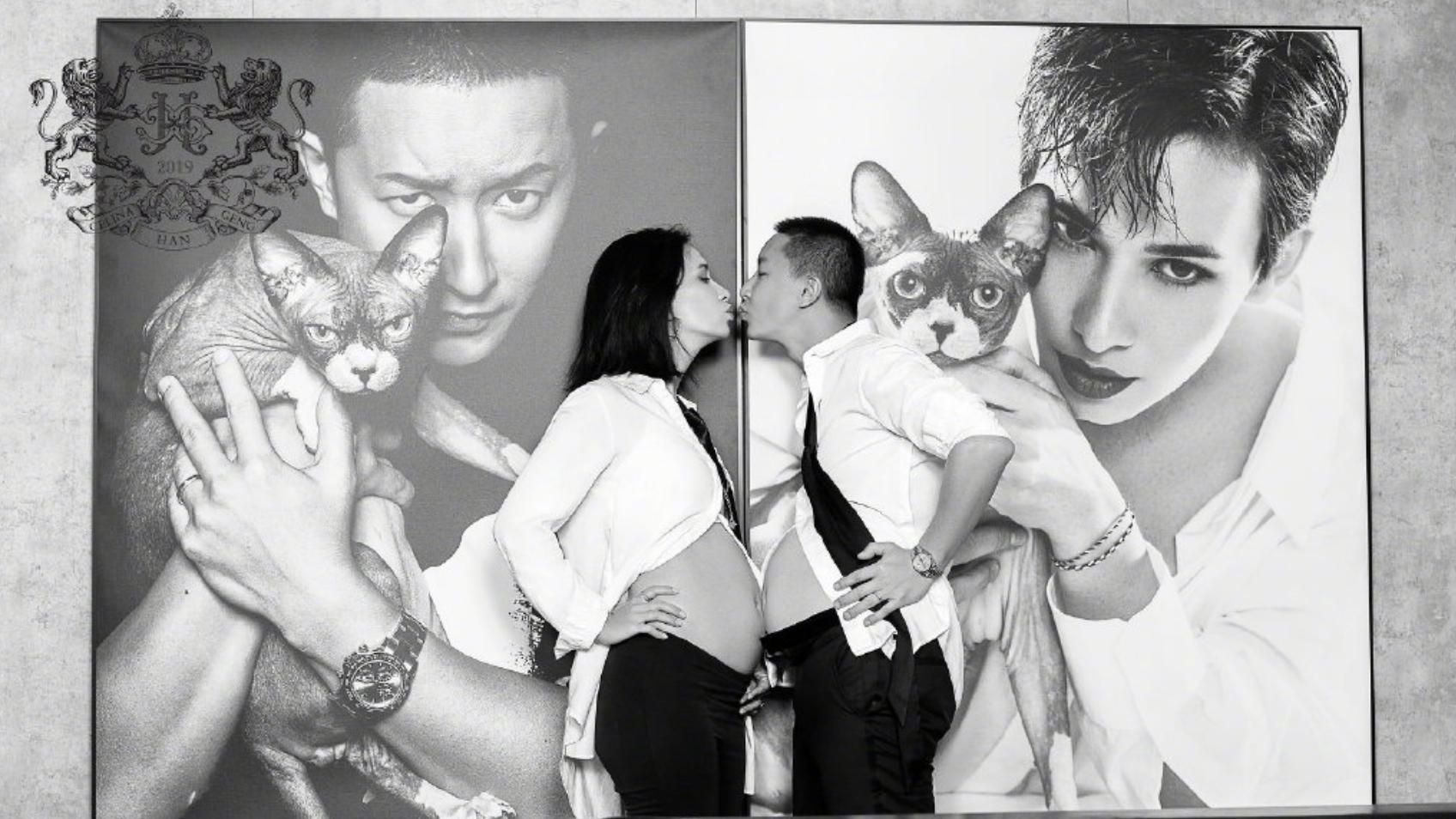 韩庚|韩庚官宣卢靖姗怀孕，挺同款“孕肚”拍写真，夫妻大方接吻超甜蜜