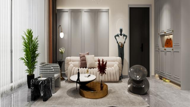 133平现代风三居室，色与白色相映衬，冷静沉着