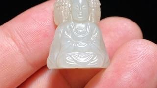 和田玉籽料|清 和田玉籽料 白玉 三面佛 挂件