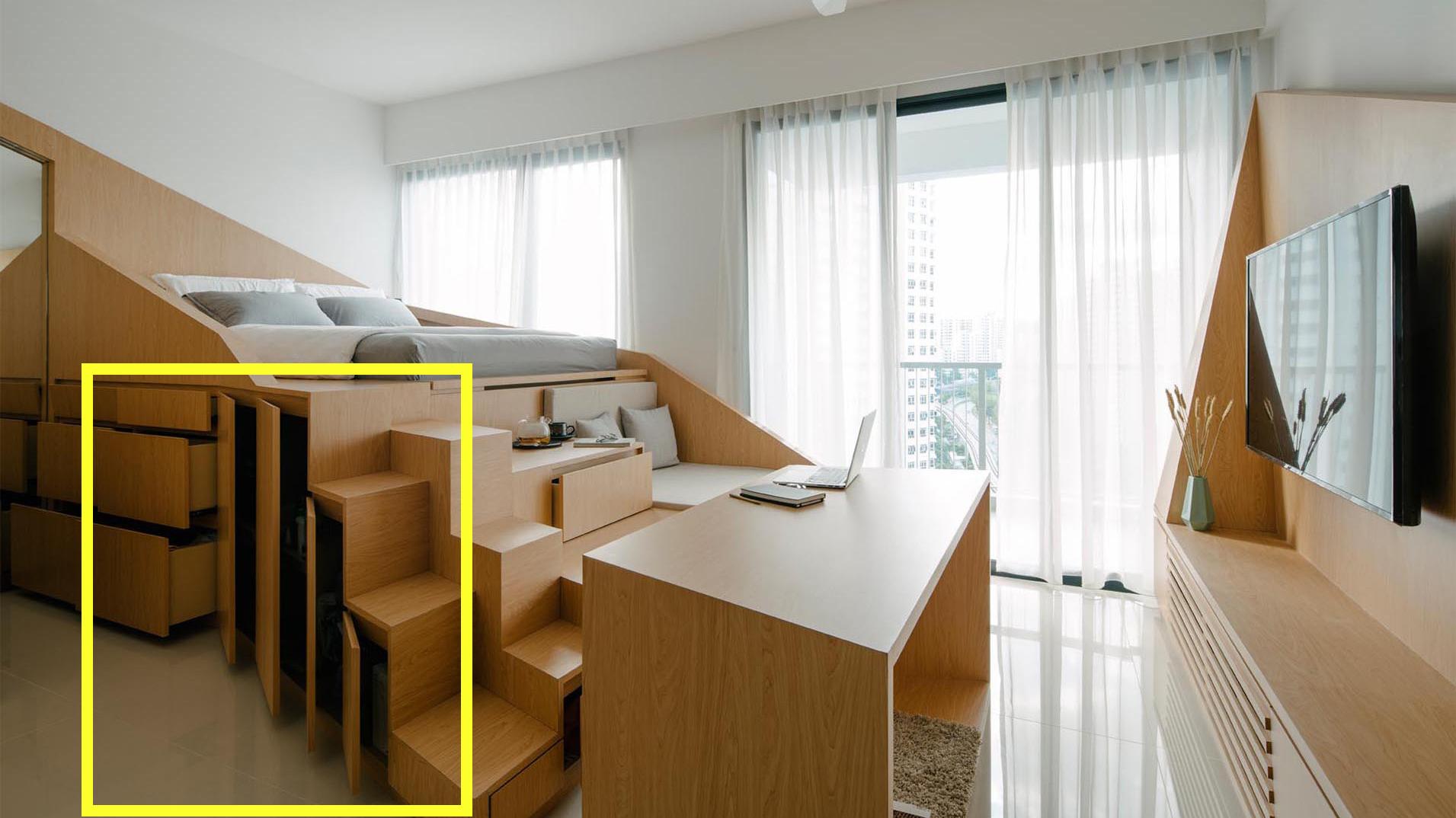 地面空间不够，为什么不动动脑子：把床抬高1米？又能多4个功能区