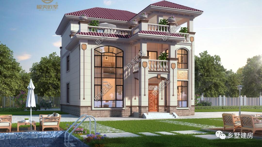 12X14.9米，精美大气的欧式豪宅，让你体验衣锦还乡的乐趣