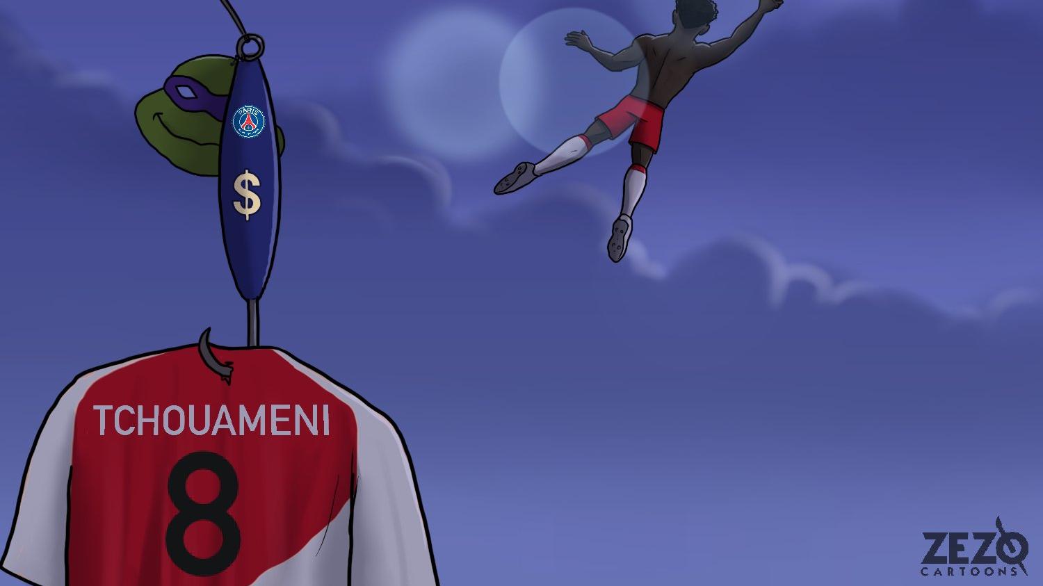 琼阿梅尼|要素过多！漫画调侃皇马签琼阿梅尼：姆巴佩的金钱钩只钩到了衣服