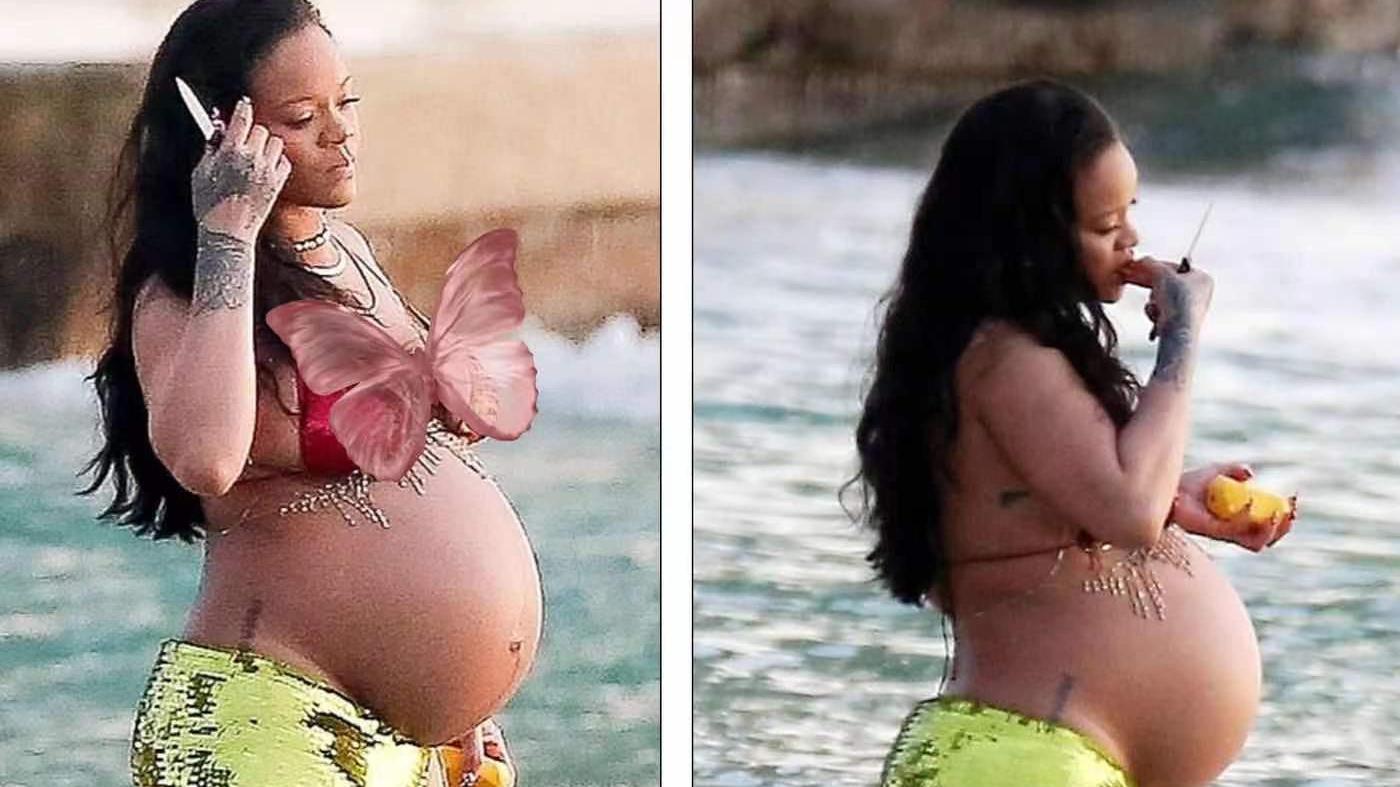 蕾哈娜|蕾哈娜终于和黑人男友重聚！她穿钻石胸衣露肚皮，待产期都不安心