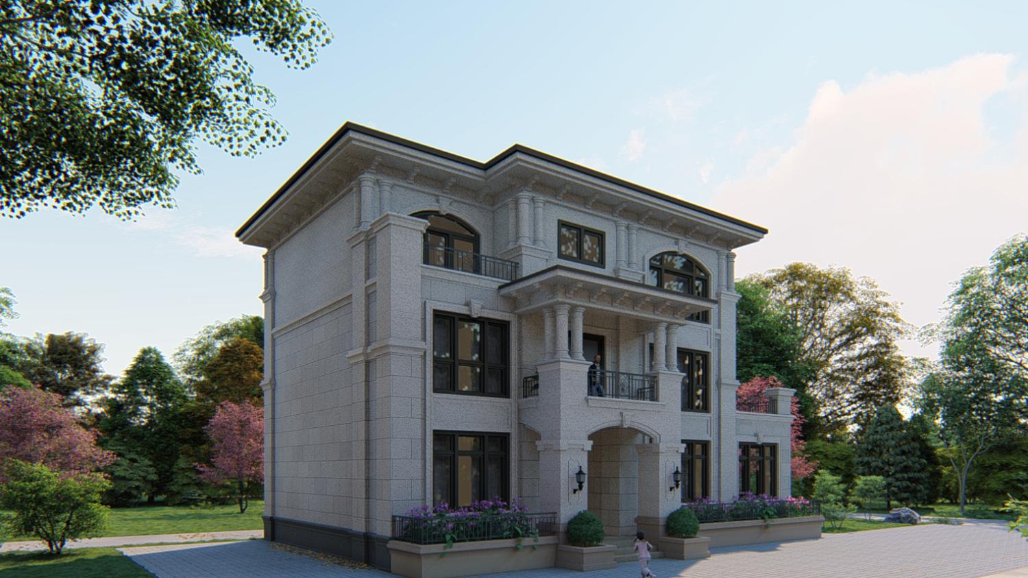 四川凉山三层欧式别墅 土建造价参考68.6万，面宽18m×进深11.4m