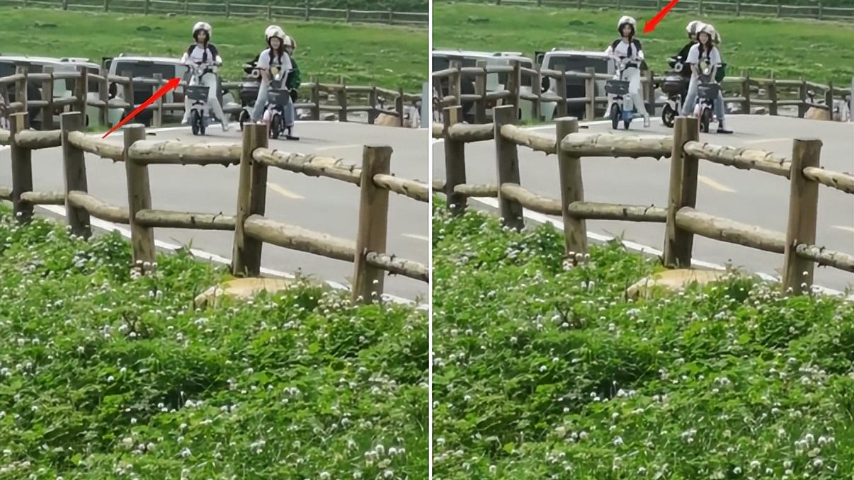 杨幂|网友偶遇杨幂骑电瓶车！左右摇晃骑车技术差，一直处于紧张状态