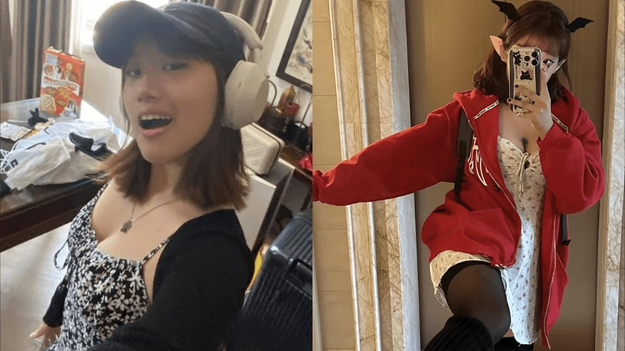 贾静雯17岁长女梧桐妹或到美国生活，弯腰秀事业线，越来越有女人味