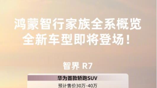 或售30万！定位轿跑SUV，智界R7官图发布，买它还是Model Y？