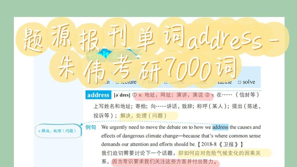 题源报刊单词address-朱伟考研7000词zw