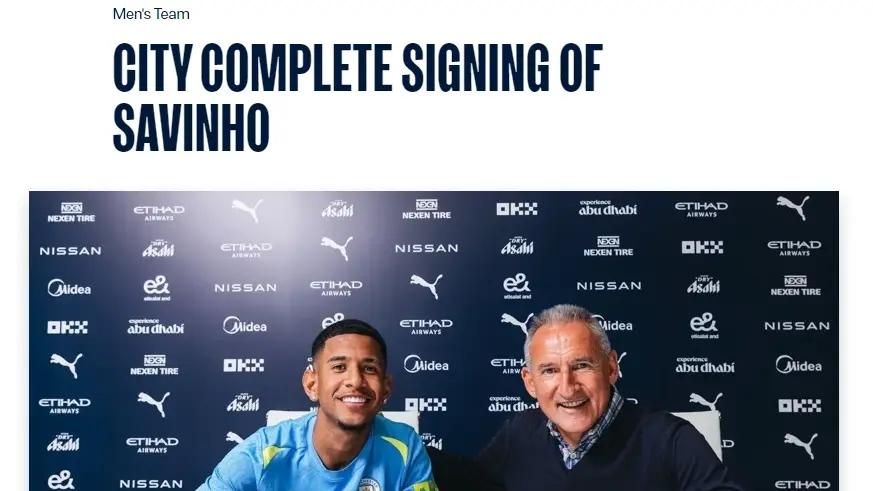 官方：曼城宣布签下20岁巴西国脚边锋 美洲杯刚刚进过球