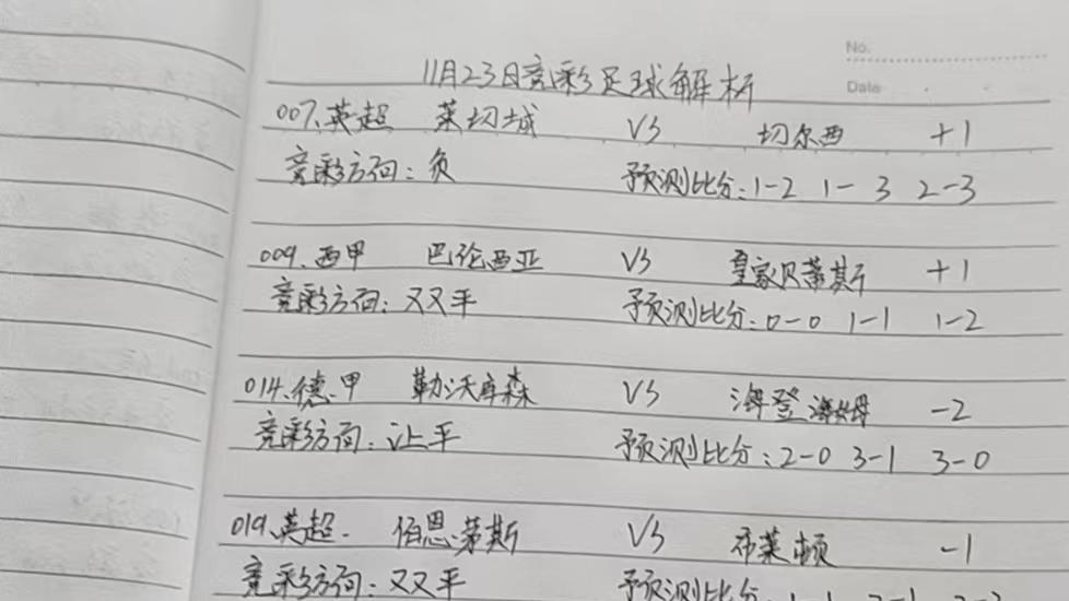 11月23日竞彩足球解析！周六主任大放送! 持续爆红！